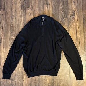 Jos. A. Bank Men's 100 percent Merino Black Traveler Half Zip-Up Sweater